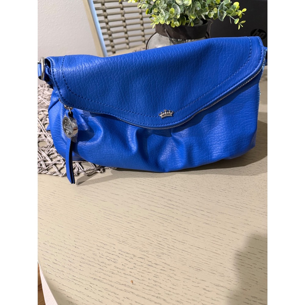 Juicy Couture Royal Blue Pebbled Crossbody Bag Silver Crown Logo Charm